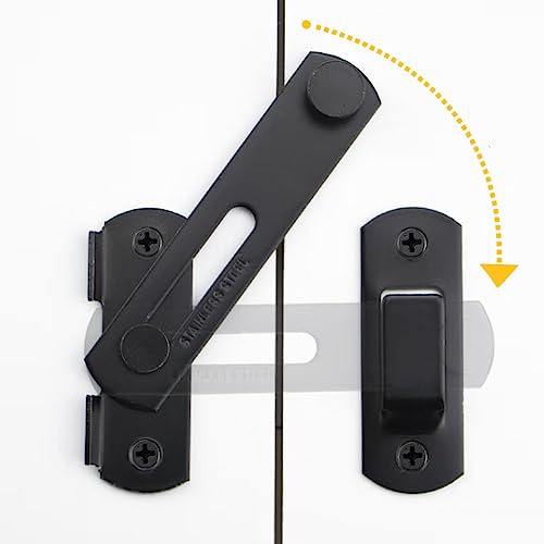 Flip Lock Barn Door Latch 4 Pack Door Latches Small Black Safety Door Glide Sliding Wine Cabinet Closet Gate for Bathroom Garden Cabinet Window