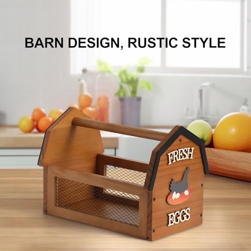 ZSHLXM Wood Farmhouse Egg Collecting Basket - Large Countertop Chicken Egg Basket - color: Brown, size: Large