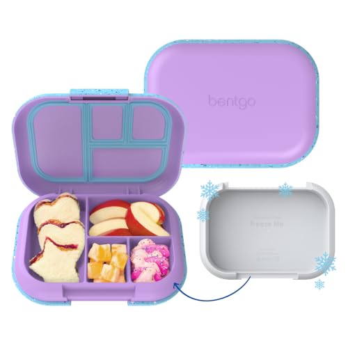 Bentgo Chill Kids 4-Compartment Bento Box Leakproof Lunch Box | Built-In Ice Pack, 3.3 Cup Capacity, BPA-Free, Microwave & Dishwasher Safe Tray, Ideal for Ages 3–7 (Vivid Orchid) - color: Confetti Edition - Vivid Orchid