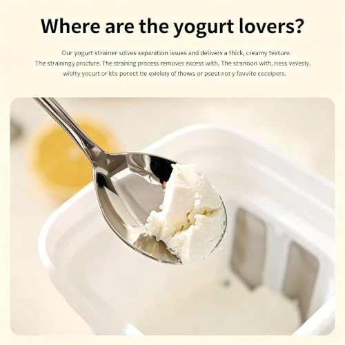 Premium Greek yogurt strainer with lid, 80-mesh stainless steel sieve | Make homemade high-protein Greek yogurt; works for soy milk & juice; airtight lid blocks fridge odor, reusable & space-saving