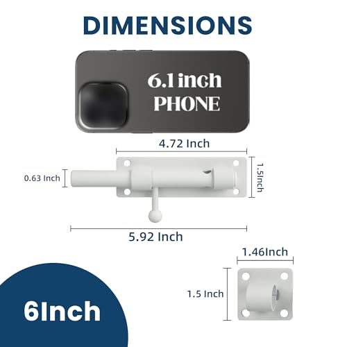 Alise 6 inch Barrel Bolt Latch,Heavy Duty Slide Lock for Barn Door | White SUS304 Stainless Steel Padlock-Style Slide Bolt Latch,Security Gate Latch for Wooden Fence,Interior or Outdoor Door - color: White, size: 6 Inch