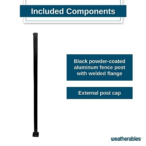 Weatherables Livingston Aluminum Fence Kit – DIY Kit for Backyard and Garden Fencing, Made with Durable Powder-Coated Aluminum that Combats Rust, Fading, and Corrosion (51” Post with Welded Flange) - size: Livingston 51" Post with Welded Flange