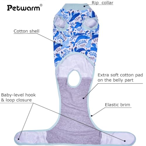 PetWarm Surgical Suit for Dogs After Neuter, Dog Surgery Suit, Cone of Shame Alternatives, Dog Surgical Recovery Onesies Female Male Dogs, Marine Animal Patterns, Blue, XS - color: White Blue, size: X-Small