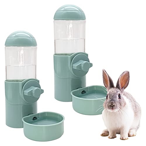 Tfwadmx Rabbit Watter Bottle 17oz Hanging Guinea Pig Automatic Water Dispenser No Drip Small Animal Cage Water Feeder Bowl for Bunny Chinchilla Hedgehog Ferret 2PCS (Blue) - color: Gray Watere 2pcs