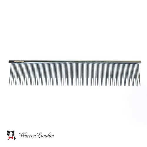 Warren London Carding Cat Comb | 7.5 inches made with Copper | Rounded Tips Prevent Irritation | Dual Tooth Design for Short & Long Hair removes Mats and Tangles - style: Carding Cat Comb