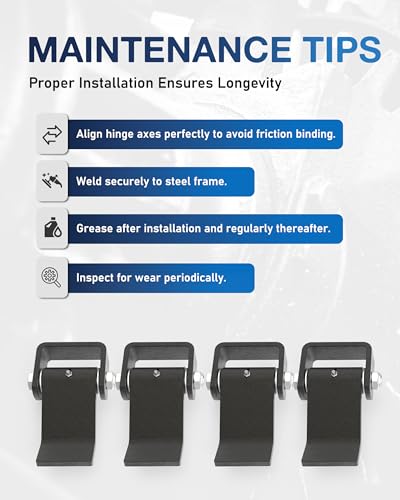 Weld on Trailer Hinges (Pack of 4), Steel Trailer Gate/Dump Door Hinges | Heavy-Duty Greaseable Strap Hinges, Strap Style Short Leaf