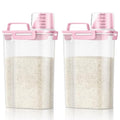 TBMax Rice Container 2 Pack 5 Lbs Cereal Container Storage, Kitchen Pantry Food Storage Holder with Cup, Small Pet Dog Cat Food Container -Pink - color: Pink 3+3Qt
