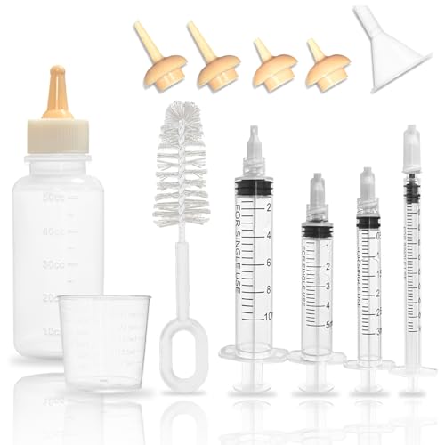 Puppy Kitten Bottle Feeding Kit, Newborn Baby Dog Cat Rabbit Feeding Bottles with Nipples Feeder Pet Nursing Kit