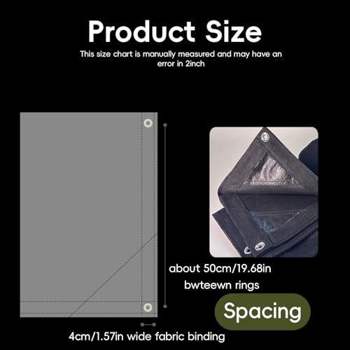 70% Black Shade Cloth 6.5x10 ftHeavy Duty Mesh Tarp with Grommets Weather-Resistant Sun Shade Netting for Dump Trucks Pergola Greenhouse Chicken Coop Patio Plants Growing Outdoor Protection - size: 6.5x10 ft