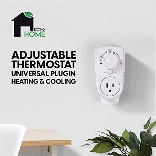 EconoHome Adjustable Thermostat - Universal Plugin Heating & Cooling Thermostat - Compatible with Most EconoHome Wall Mount Space Heaters - color: White, size: Dial Control