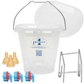 Premier 1 Lamb 'N' Goat Kid Prima Orphan Feeding Bucket – 2 Gal, Round | 3 nipple holes. See-through bucket for easy milk monitoring. Easy to clean. For orphan lambs & goat kids. - size: 2 Gallon Round - 3 Holes