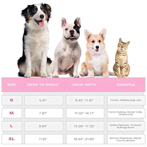 Dog Cone Collar After Surgery,Adjustable Soft Dog Recovery Collar | Stop Licking Wounds,Comfortable Light-Weight Elizabethan Collar for Dogs Anti-Bite Lick Protective Wound,Pink,S - color: Pink, size: S(Neck Girth:9.45"-11.81")