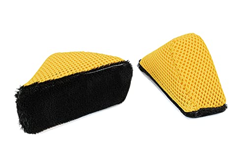 Autofiber Scrub Ninja - Wedge Scrubber Great for scrubbing Leather, Plastic, Rubber and Vinyl - Pack of 2, Black/Gold (5inch x 2.5inch x 2inch) - color: Black/Gold