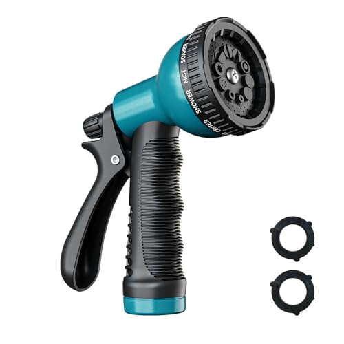 Besiter Garden Hose Nozzle Sprayer 10 Watering Patterns Spray Nozzles Heavy Duty Hose Head Lightweight Hose Attachment Blue - color: Blue