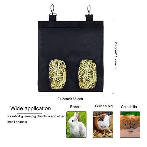 Rabbit Hay Feeder Bag Hanging Hay Rack (Pattern Purple,2 Windows) | Guinea Pigs Manger Holder Dispenser Small Animal Feeder Storage Pouch for Bunny Chinchilla Hamster - color: Pattern Purple