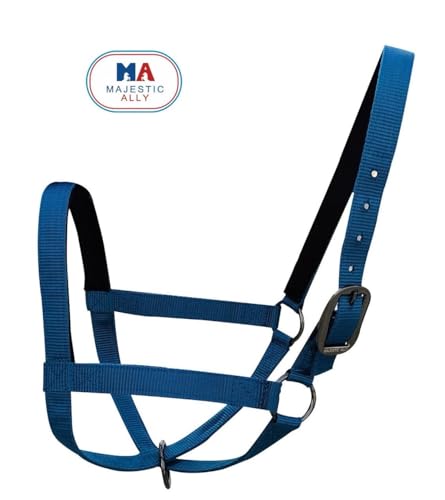 Majestic Ally Adjustable Nylon Cattle Halter with Padded Crown and Nose - 6-Month Warranty - color: Teal