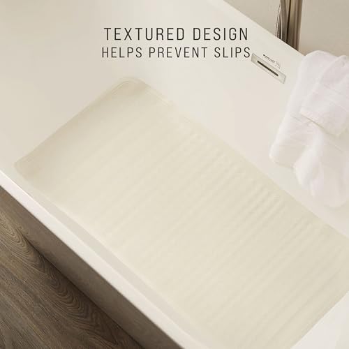 Rubbermaid Commercial Products Bath Tub and Shower Mat, 36-Inch X 18-Inch, White, Extra Long, Machine Washable, Safti-Grip Non-Slip Bathroom Mat with Suction Cups for Home/Hotel/Shower/Bathtub - size: X-Large