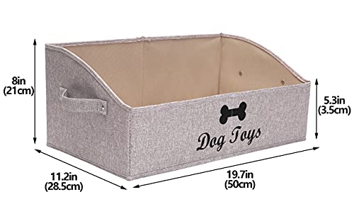 Foldable Fabric Trapezoid Organizer Boxes - Collapsible Dog Toy Basket (Light Brown-DOG) - color: Light Brown, size: Large - Dog Toys