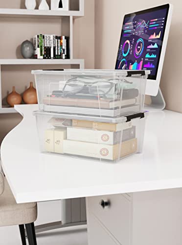 WYT Clear Storage Latch Bins, 6-Pack Storage Organizer Box with Handle and Lids, 5-Litre - color: Clear