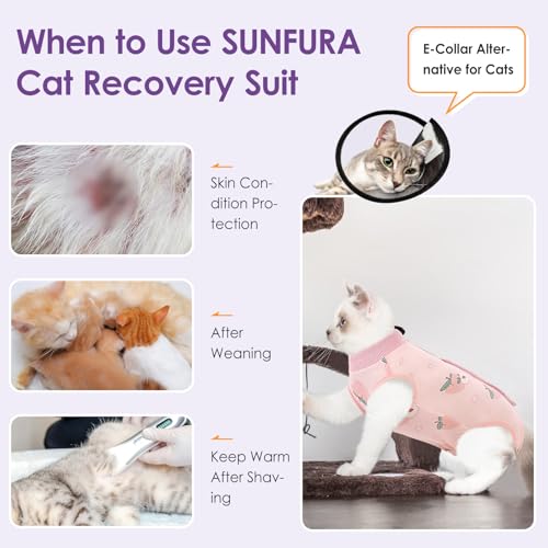 Cat Recovery Suit, Soft Kitten Onesie for Cats After Surgery Female | Breathable Spay Recovery Suit for Cats E-Collar Alternative Protective Bodysuit Anti Licking for Abdominal Wound, Peach L - color: Peach, size: Large