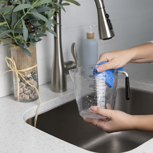 Dalup Measuring Cup Set – Clear Plastic Liquid Measuring Cups (8/16/32 oz) with Spout & Non-Slip Handle | 3-Piece Plastic Measuring Cup Set for Liquids & Dry Ingredients