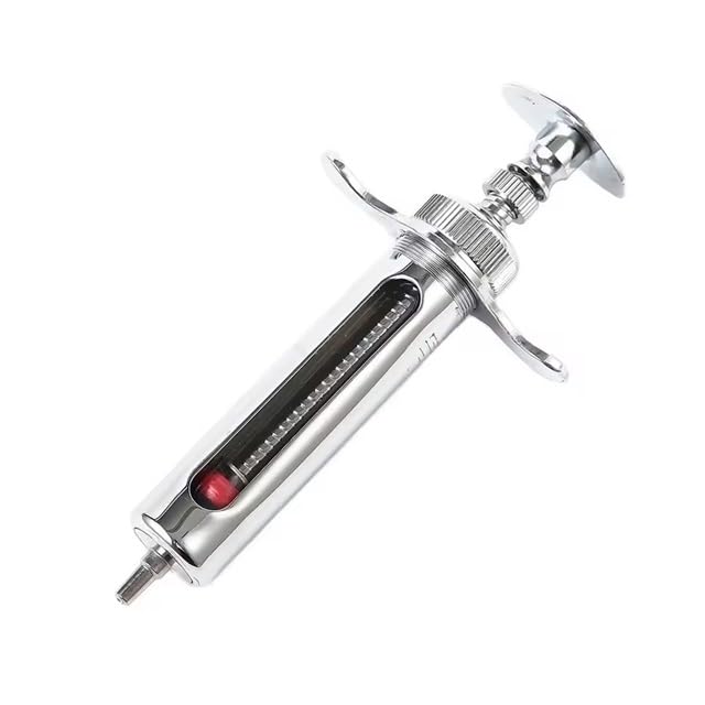 20cc Stainless Steel Injector Reusable Metal Syringe 20ml glass Hypodermic Veterinary Animal Syringe Livestock Pig Cattle Sheep Feeder with locking screws