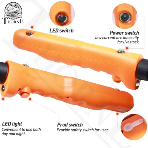 Cattle Prod, Waterproof Livestock Prod Stick with LED Light, Livestock Prod for Livestock Management(25.9in) - size: 25.9"