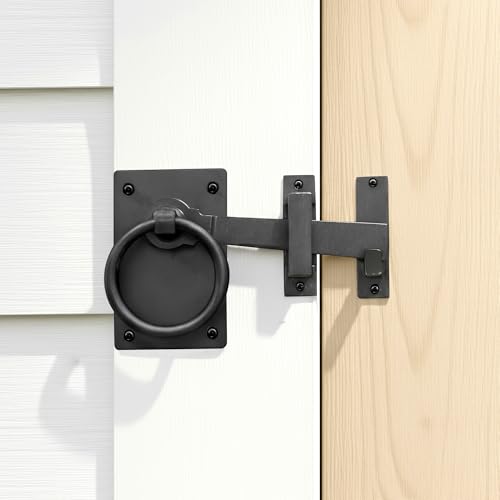 Renovators Supply Manufacturing Door Lock Latch 6.5 in. Black Wrought Iron Gate Latch Garage Barn Door Lock with Mounting Hardware Pack of 2 - color: Black 6.5", size: Pack of 2