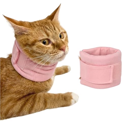 Cat Neck Brace Cover - Adjustable Elizabethan Collar for Post-Surgery Recovery Anti-Lick Wound Protective Cervical Cone for Small Medium Large Dogs Cats (Neck Girth 7.5-15.0" Depth5.1 - color: Pink, size: L