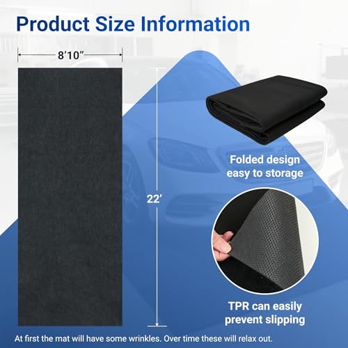 FLEXIMOUNTS 22x9 Ft Heavy Duty Garage Floor Mat - Anti-Slip Backing & Oil Absorbent Surface, Premium Waterproof Garage Carpet for Floor, Durable Parking Mat for SUV - size: 22' x 8'10"