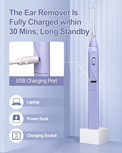 Ear Wax Removal Tool with Light Kids Ear Wax Remover Ear Cleaning Tool Ear Cleaner with Built-in Storage Space UANRNA Upgraded Ear Wax Removal with Light for Kids & Adults (Purple)