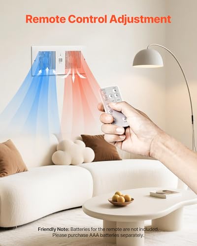 VEVOR Room to Room Fan, Intake & Exhaust Dual Airflow Through-the-Wall Fan with Remote & Temperature Control, 300 CFM 10-Speed Ventilation Quiet In-Wall Vent for Living, Laundry Room Indoor - size: 5.8 inch x 13.8 inch, 300 CFM