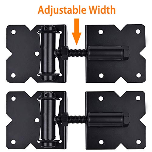 Self Closing Gate Hinges Heavy Duty, 90 Degree Adjustable, 2 Pcs | Heavy duty gate hinges fence hinges for Wooden/Vinyl/PVC Fences, with installation screws and swing adjuster tool, black - color: Black(1pcs)