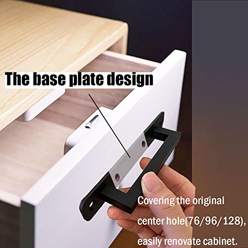 12 Pack 5 Inch 128 mm Matte Black Square Cabinet Handles with Base Plate Aluminum Cabinet Pulls Drawer Pulls Sliding Door Pulls Black Cabinet Handles - color: SquareBlack, size: 5 Inch