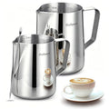 Dailyart Milk Frothing Pitcher Set 12oz/350ml+20oz/600ml Milk Frother Cup | 304 Stainless Steel, Dripless Spout&Internal Scale - Barista Milk Steamer Cup Latte Art Tools for Home, Coffee Shops - size: 12 Ounces + 20.3 Ounces