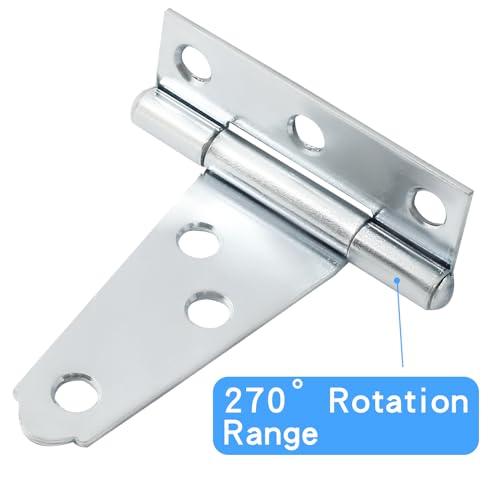 Murtenze 6Pack 2 Inch Silver T-Strap Shed Hinge | Barn Door Hinges, Heavy Duty Gate Strap Hinge, T Hinges for Barn Door, Shed or Wooden Fences - color: Silver, size: 2 Inch - 6Pack
