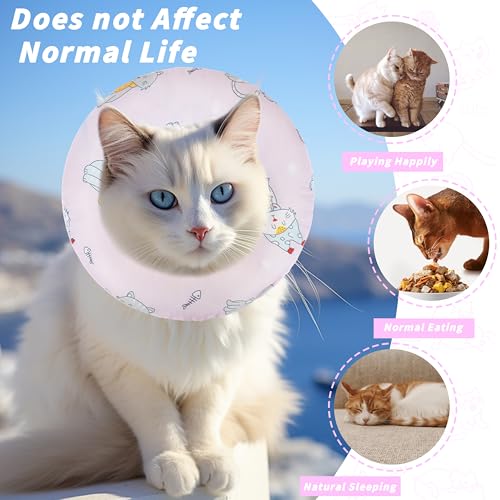 Soft Cat Cone Collar, Cute Cats Recovery Collar Suitable for Cats - color: Pink Cat, size: Medium