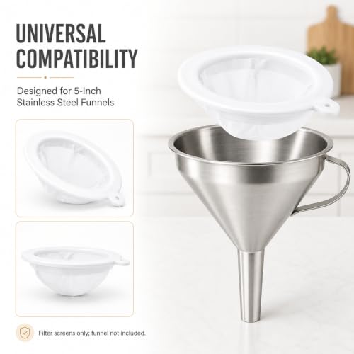 4 Pieces 100 Mesh Strainers, Nylon Mesh Filter for 5 Inch Funnel, Reusable Fine Strainer for Liquids Juice Milk Honey Cheese