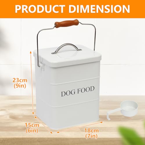 Morezi Dog Food Treat Storage Container with lid Scoop Included - Perfect Farmhouse Dog Food Bin for Kitchen Countertop, Shelf, Decoration Home - Dog Food - White - color: White Dog Food