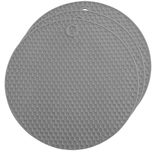 3Pcs Rubber Jar Opener,Round Jar Opener Gripper Pad,Multipurpose Silicone Jars Openers,Non-Slip Coasters for Weak Hands (6.7x6.7inch,Grey) - color: Gray