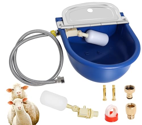 Automatic Water Dispenser for Dogs, Plastic Automatic Dog Waterer Livestock | Includes 39 Inch Water Hose, Reliable Float Control, Simple Installation, Blue Water Bowl for Farm Animals