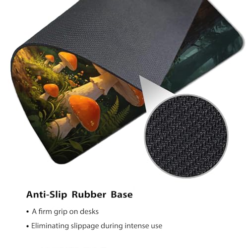 Enchanted Forest with Glowing Mushrooms Mouse Pad 9.5" x 7.9", Magical Butterfly Fantasy Cute Desk Mat - color: Forest with Glowing Mushrooms