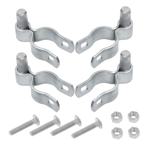 4 Pack 1-3/8" Chain Link Fence Frame Gate Post Male Hinge,Galvanized Steel Gate Hinge for Fence Posts, Chain Link Fence Parts for Farm Gate, Bolts & Nuts Included - size: 1-3/8" Male