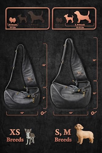 Noah & Paw Dog Sling Carrier for Small Dogs 5-18lb, Dog Sling for Small Dogs and Cats, Dog Carrier with Adjustable Padded Strap, Vegan Leather Lined with Fur, 3X Safety Features, Machine Washable - color: Charcoal, size: 18.0"L x 10.0"W x 5.5"H