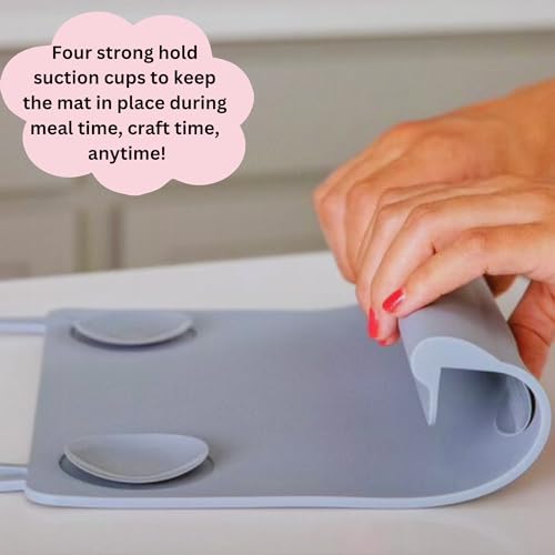Silicone Placemat with Table Edge Bumper for Baby Toddler Suction Cup Safety Mat (Sky Blue) - color: Sky Blue, size: 10.5" Baby