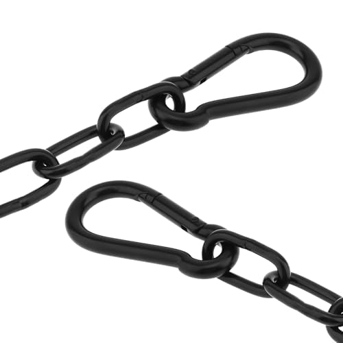 20 inch Gate Chain Lock with Both-Ended M8 Carabiners,Chain Dia 5 mm,Black | 304 Stainless steel, for outdoor fence gates,pet cages, easy to lock/unlock, extra security, for gate that wouldn’t stay shut - size: 20" x 13/64"
