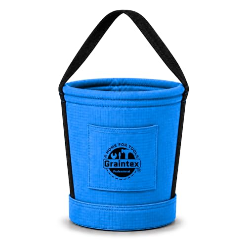 Graintex Tapered Canvas Bucket 12"x10"x15", Utility Tool Bucket One Inside Pocket, Reinforced Base & Carry Handle, Ripstop Canvas - Royal Blue - color: Royal Blue