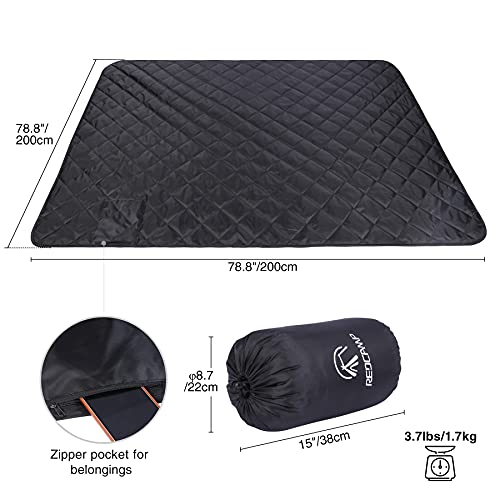 REDCAMP Large Camping Blanket with Sherpa Lining, Black 79"x79" | Cold Weather Warm Thick Outdoor Blanket Comfy Foldable & Windproof for Camping Stadium,Car,Picnics,Pet,Trip,Machine Washable - color: 79"x 79" Black