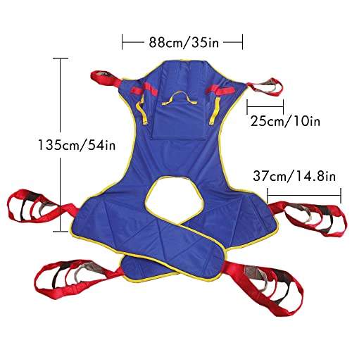 Universal Patient Lift Sling, Size L Full Body Lifts Slings with Head and Back Support, Padded Divided Leg Slings with Commode Opening, 5 Handles, 6 Straps, Transfer Sling for Elderly, - size: Large