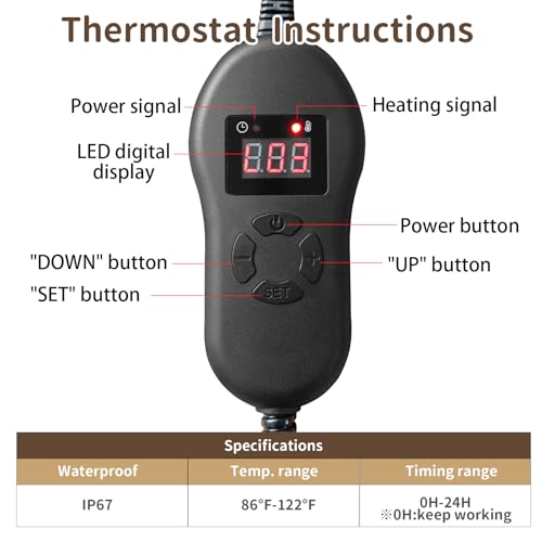 NAMOTEK Pet Heating Pad with Timer, Adjustable Temperature, Waterproof, Chew Resistant Cord, Auto Power-Off, Electric Indoor Heated Mat for Dogs and Cats - size: 19"x15"